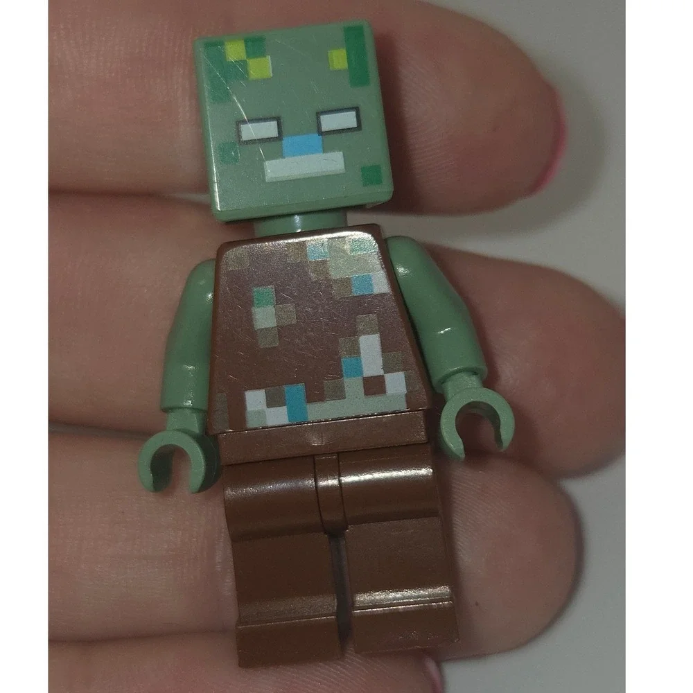 LEGO Minecraft Zombie Minifigure Brown Outfit Green Head and Arms